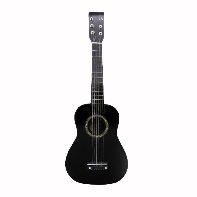 21/23 pouces mini guitare en bois massif pour enfants et débutants Basswood guitare acoustique 12 frettes 6 cordes guitare avec pics AGT09: Black / 21inch