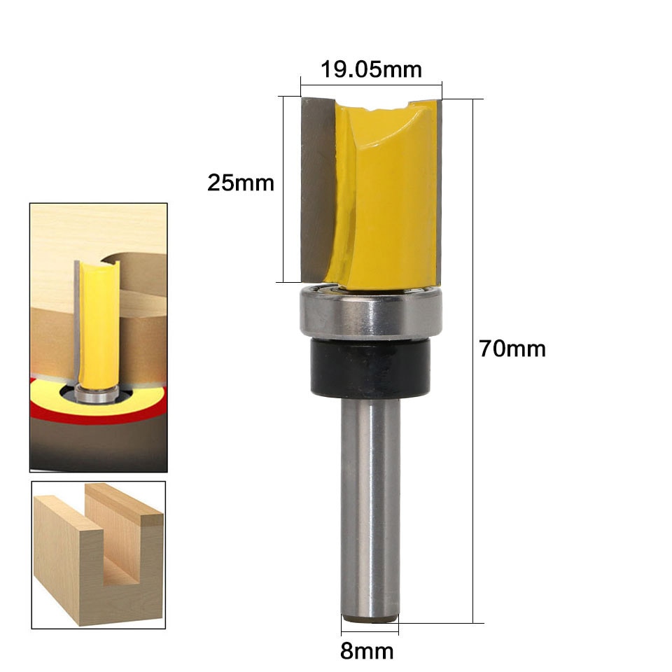 Vack 8mm skaft 3/4 " skabelon trim hængsel borefræser bit lige endefræser trimmer rengøring flush trim tapfræser til træ