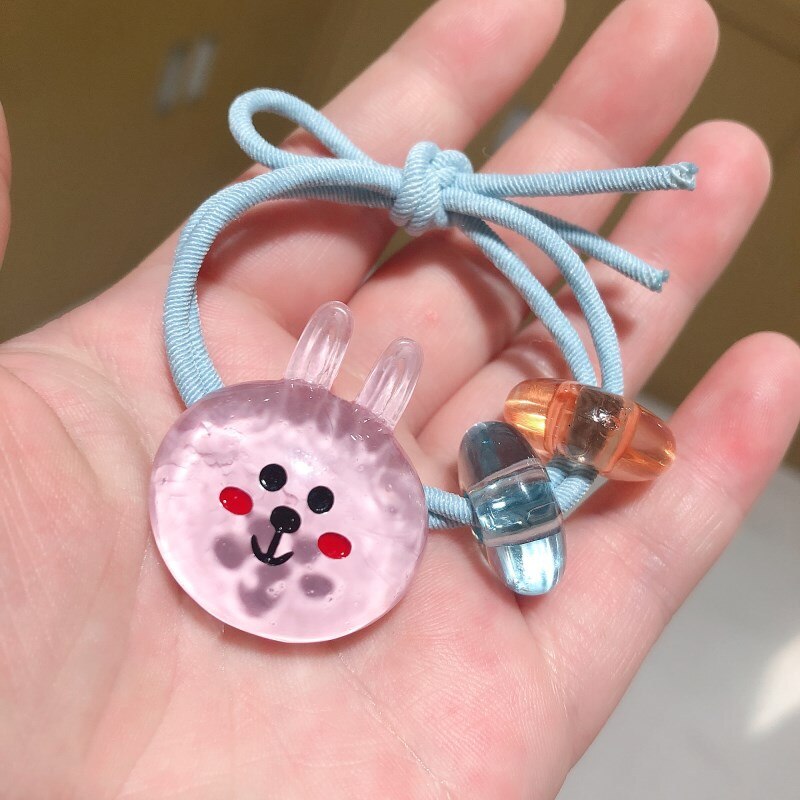Koreaanse Stijl Meisje Fruit Haar Band Haar Touw Baby Leuke Haar Touw Netto Rode Stropdas Hoofd Haarband Mori Serie eenvoudige Hoofdtooi: F101 4 Pink Rabbit