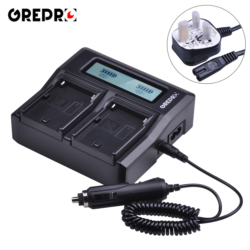 Caricabatterie doppio LCD rapido per Sony NP-FV100 NP FV100 FV50 FV70 FH100 FH70 FH50 FH60 FP50 FP90 CX700E PJ50E 30E 10E: UK