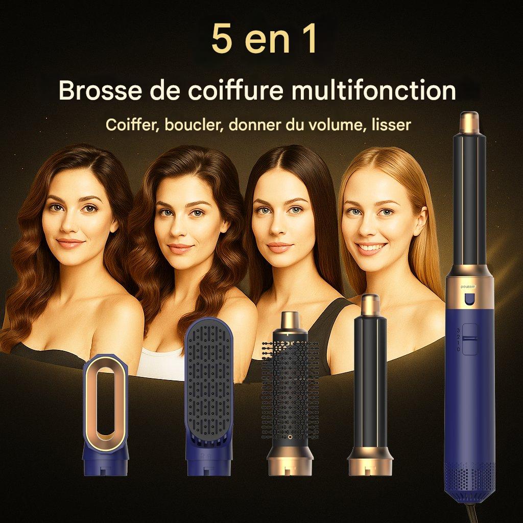 5-in-1-Haartrocknerkamm mit Heißluftbürste und Lockenstab und Haarglätter für Volumen und professionelles Haarstyling