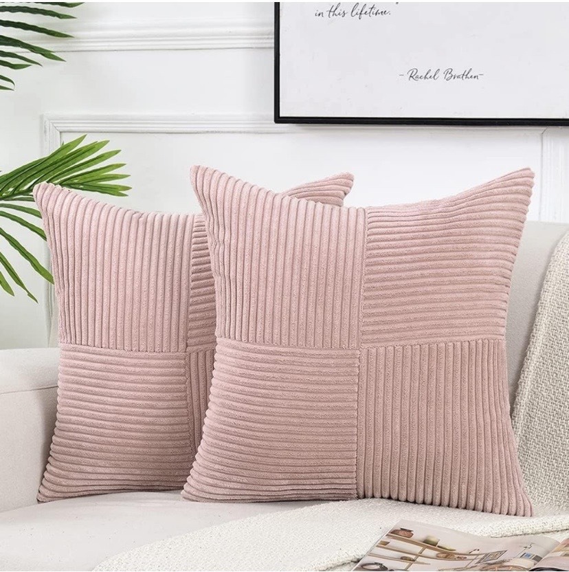 Green Textile Throw Pillow Covers 18x18 Inch for Living Room Couch Bed Sofa Soft Striped Corduroy Square Cushion Case 45x45 Cm: 470*1500mm / VIOLET/紫罗兰