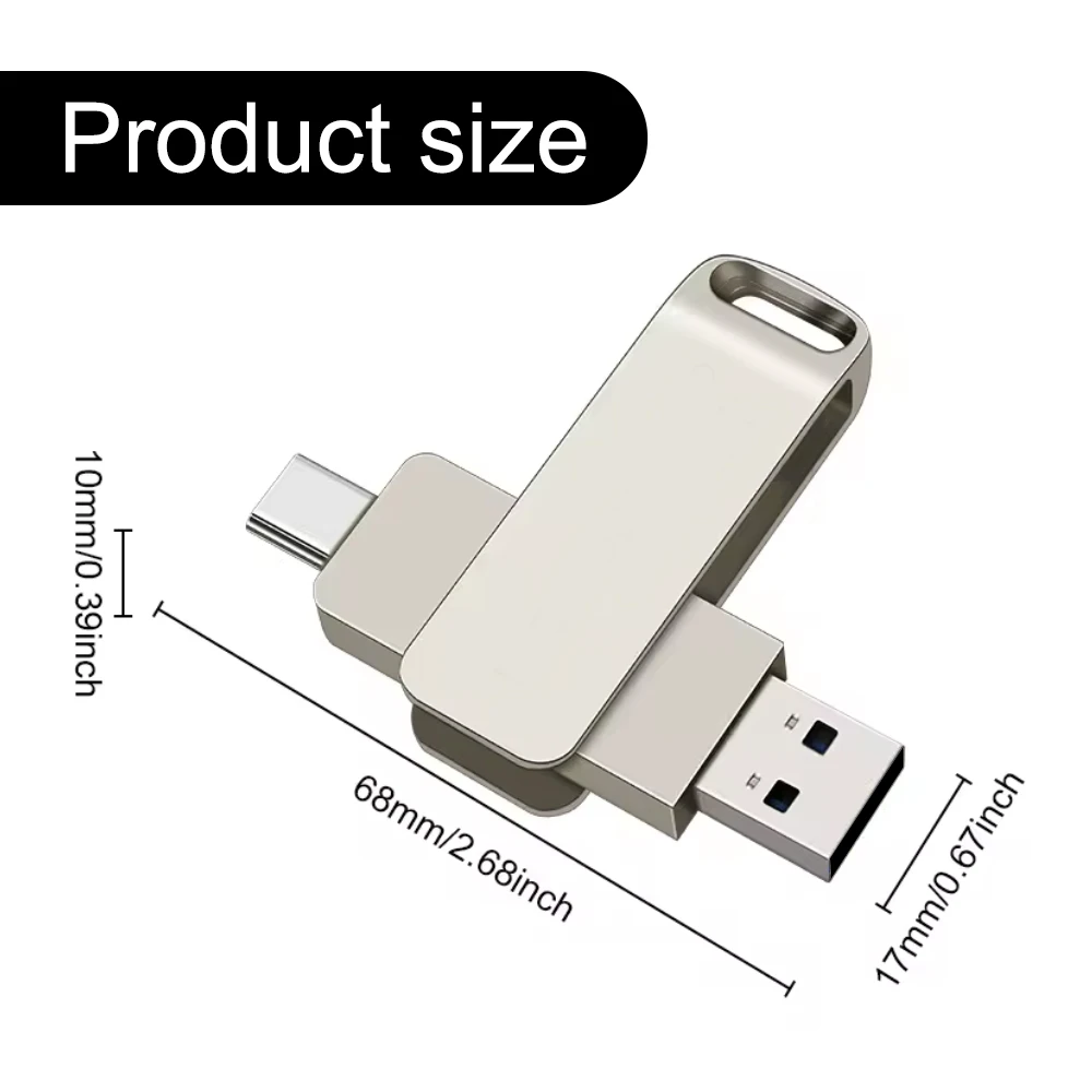 Type-C Usb Flash Drives 3.0 128gb pendrive 64gb флэш-накопител stick Type-c Pen Drive for Phone PC TYPE-C 2 IN 1 Free key Ring