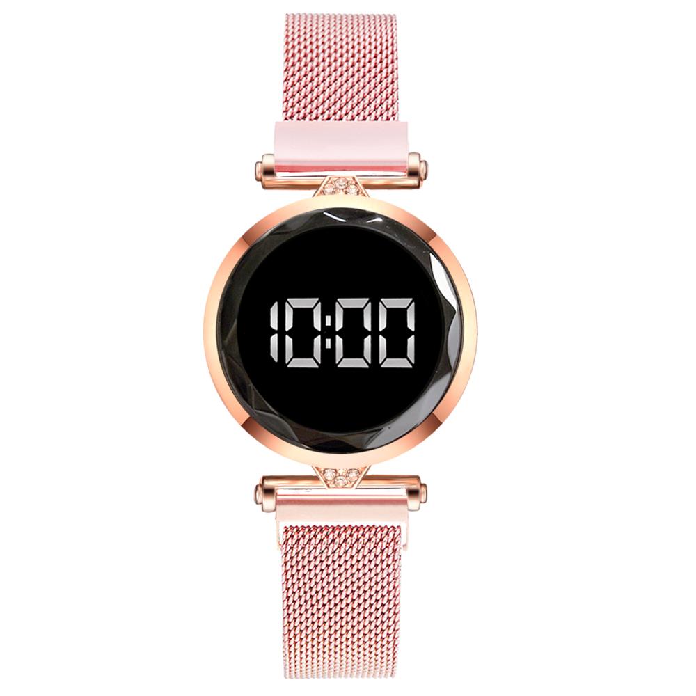 LED de luxe femmes Bracelet magnétique montres or Rose robe numérique montre Quartz montre-Bracelet dames horloge relogio feminino: Rose