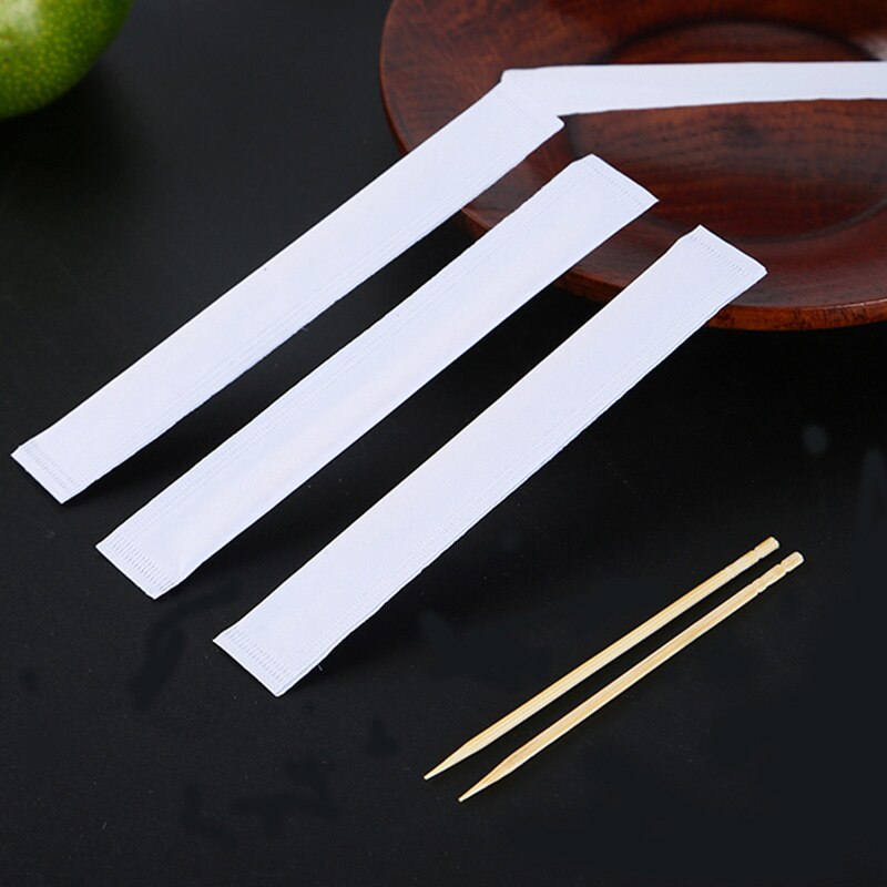 Bärbar engångsförpackning, individuellt förpackad, naturlig bambu tandpetare, familj, frukt, enstaka, vassa tandpinnar, hotellrestaurang 1000pc