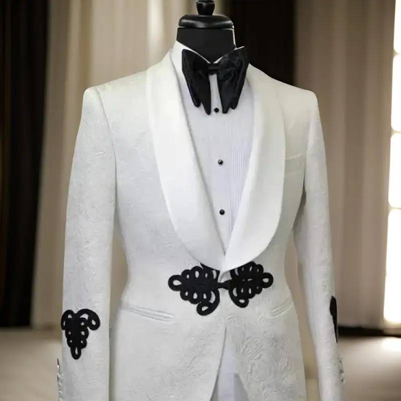 Chaqueta de traje Floral para hombre con botones mandarín, 1 unidad, chaqueta de boda a la , chal ajustado con solapa, chaqueta de traje de estilo africano para hombre