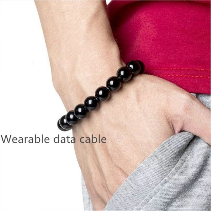 Wearable USB Data Sync Oplaadkabel voor Iphone Xs Max Armband Kralen USB Charger voor IPhone Type C Micro USB android Telefoons