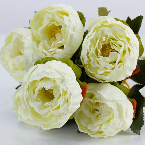 6 Heads Grote Zijde Peonie Bloemen Boeket Kunstbloemen Pioen Bruidsboeket Bruiloft Decor Voor Home Garden Hotel Faux Flores: White