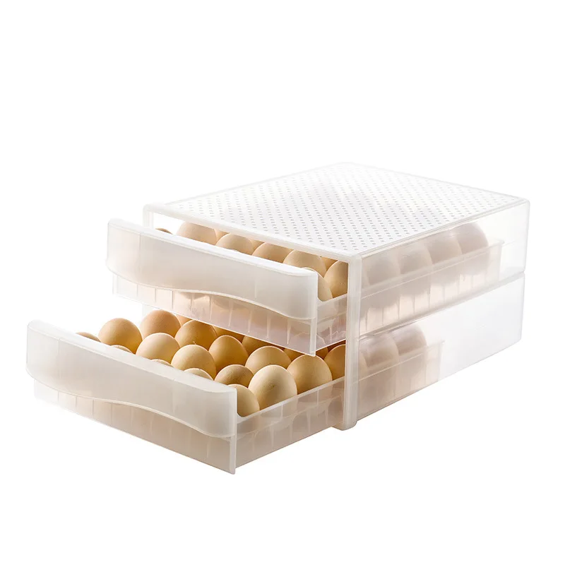 Plateau à œufs Double couche Transparent en plastique à usage domestique, boîte de rangement pour réfrigérateur, porte-œufs de cuisine, conteneur d'œufs