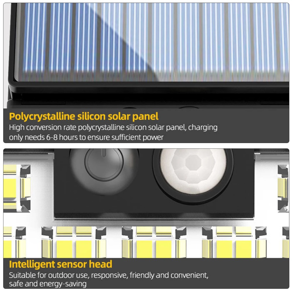 Straatlantaarn op zonne-energie Waterdichte bewegingssensor Wandlamp 3 verlichtingsmodi Buitenlamp op zonne-energie Tuinhekverlichting