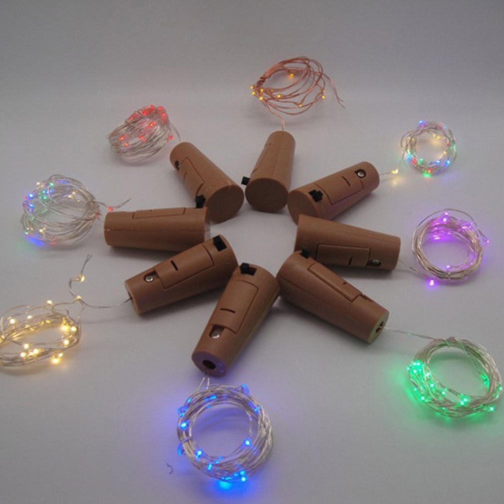 Tapón de botella de vino alimentada por energía Solar, 2 metros, 20 luces LED de cadena en forma de corcho, Lámpara decorativa de jardín para fiestas de Navidad