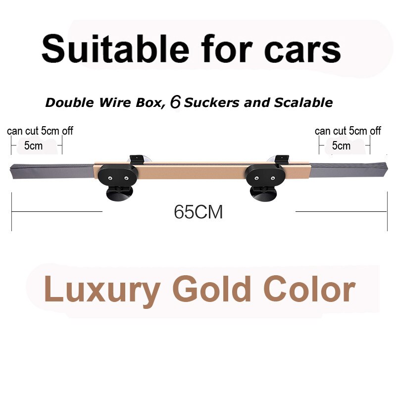 Suv vrachtwagen auto voorruit intrekbare zonneklep achterruit zonneklep blind zonneklep warmte-isolatie uv-gordijn 46/65/70cm: Goud dubbel 65cm