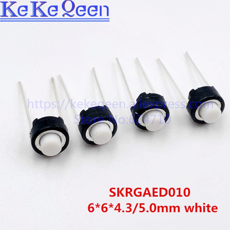 100pcs SKRGAED010 ALPS Tact Switch 6*6*4.3/6*6*5 white black touch switch 6*6*4.3mm/6*6*5mm DIP Tactile Push Button Micro Switch