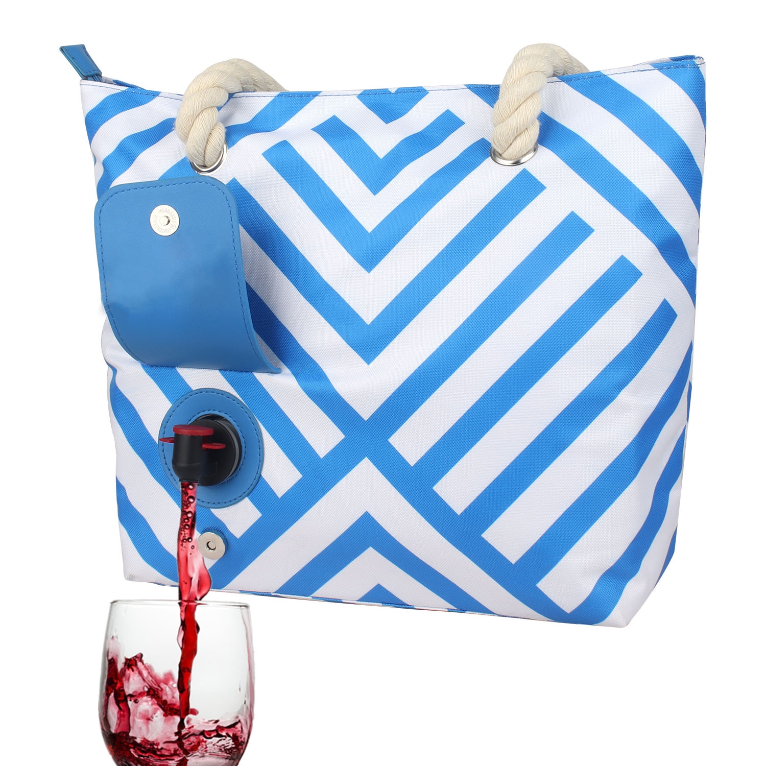 Wessleco Tragbare Strand Wein Handtasche Wein Tote Tasche mit Versteckte Spender Isolierte Große Wein Kühltasche Mit Wein blasiert
