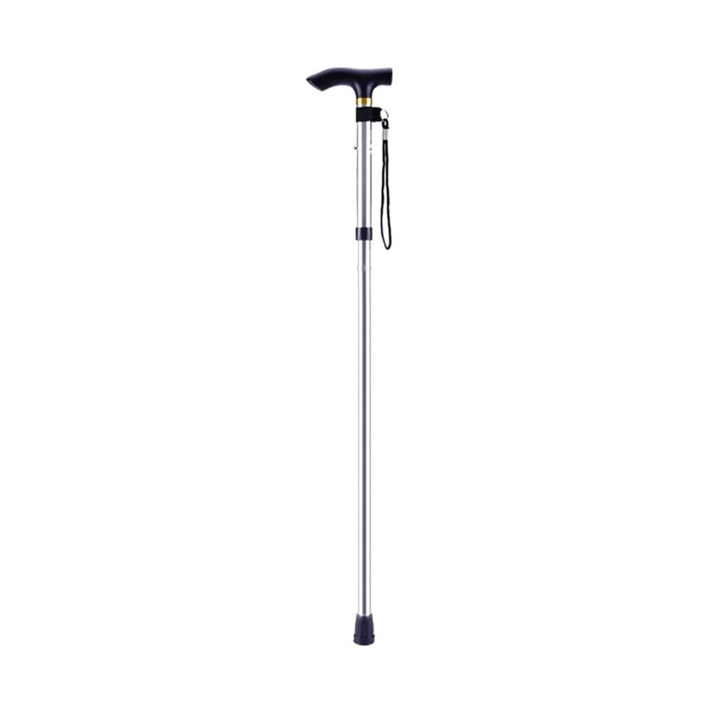 Aluminum Metal Four Sections Walking Stick Easy Adjustable Foldable Collapsible Travel Cane Camping Trekking Stick: Sliver