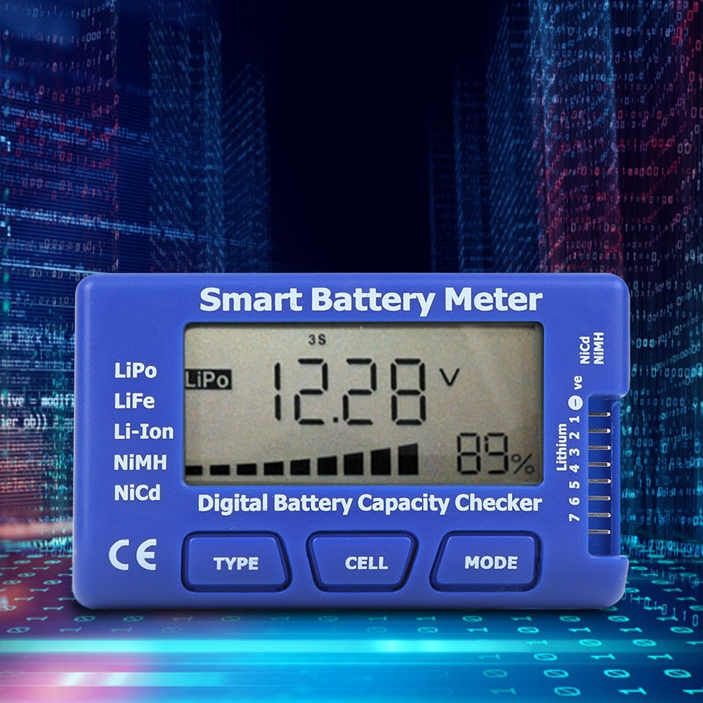 5- in -1 älykäs digitaalinen akkumittari akun kapasiteetin tarkistus esc/servo/ppm testeri lcd-taustavalolla 83 x 50 x 15mm