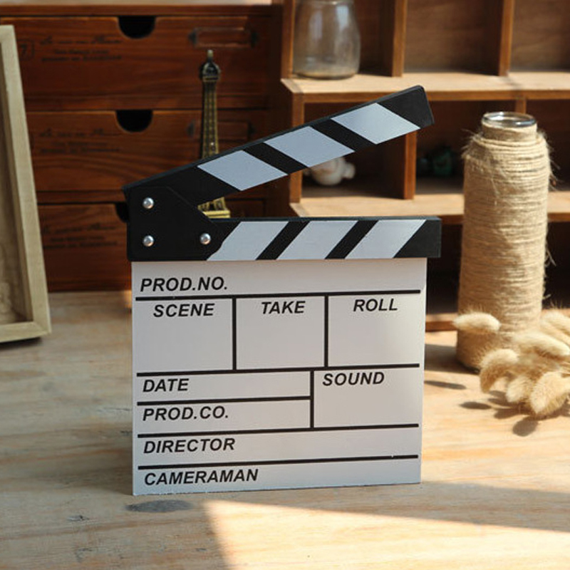 Film clapperboard træ instruktør video scene clapperboard tv film clapperboard film skiferskåret rekvisit 20 x 20cm