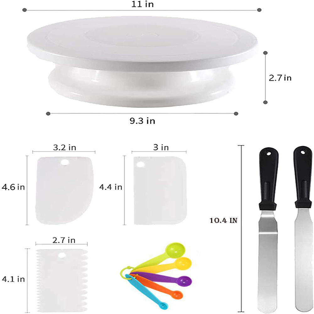 Cake Stand Turntable Rotating Base Cake Plastic Dough Knife Decorating 11 Inch Cream Cakes Stand set Cake Rotary Turntable tool