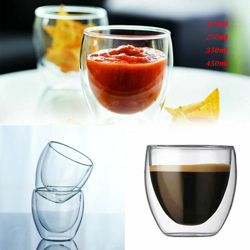 150-450ml dobbeltvægs kop kaffe glas teisoleret krus espresso kop vinøl miljøvenlig glaskop