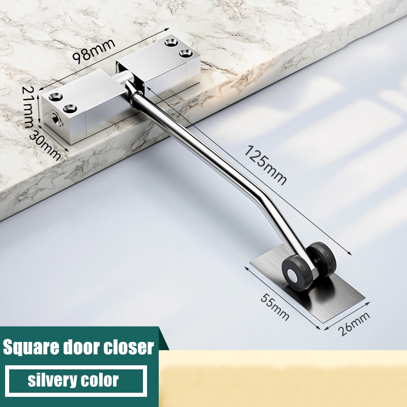 Ferme-porte automatique et Durable, 20-40kg, 180 degrés, quincaillerie en acier inoxydable, Surface réglable: Argent