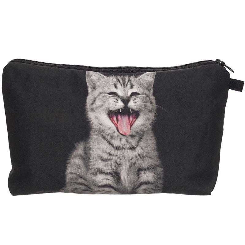 Neue 3D Kätzchen Gedruckt Weibliche Lagerung machen-hoch Taschen Frauen Mädchen Kupplung Taschen niedlich Karikatur Katze Reise Behälter Kosmetische fallen