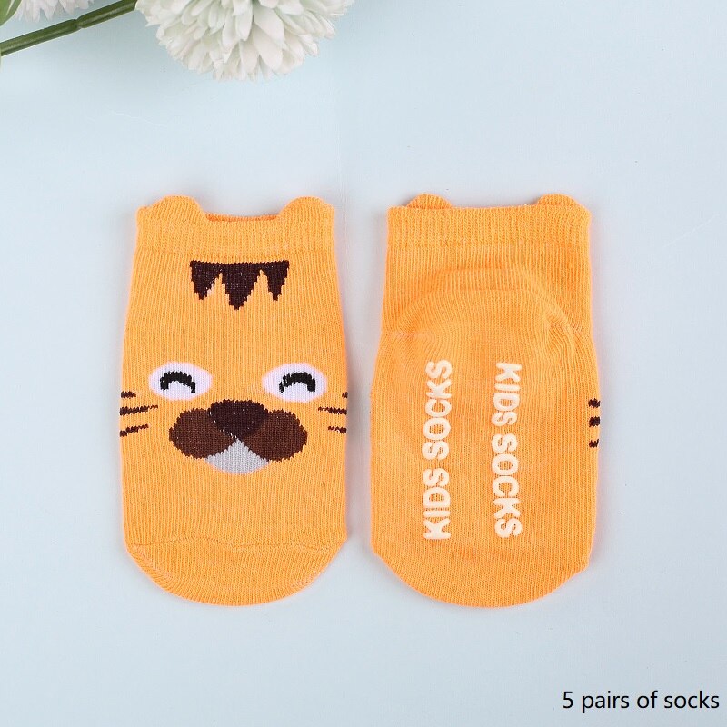 Calcetines antideslizantes de algodón para niños y niñas, medias cómodas de tubo suave, de 0 a 1 años,: orange