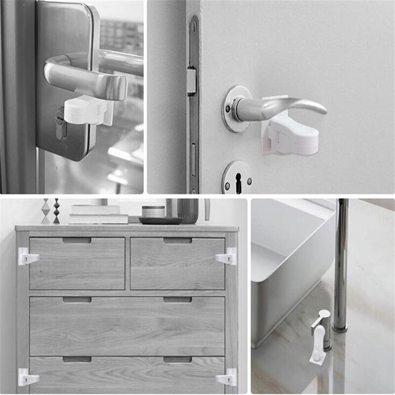 White Plastic Child Safe Security Window Door Sash Lock Safety Lever Handle Sweep Latch Hardware Locks