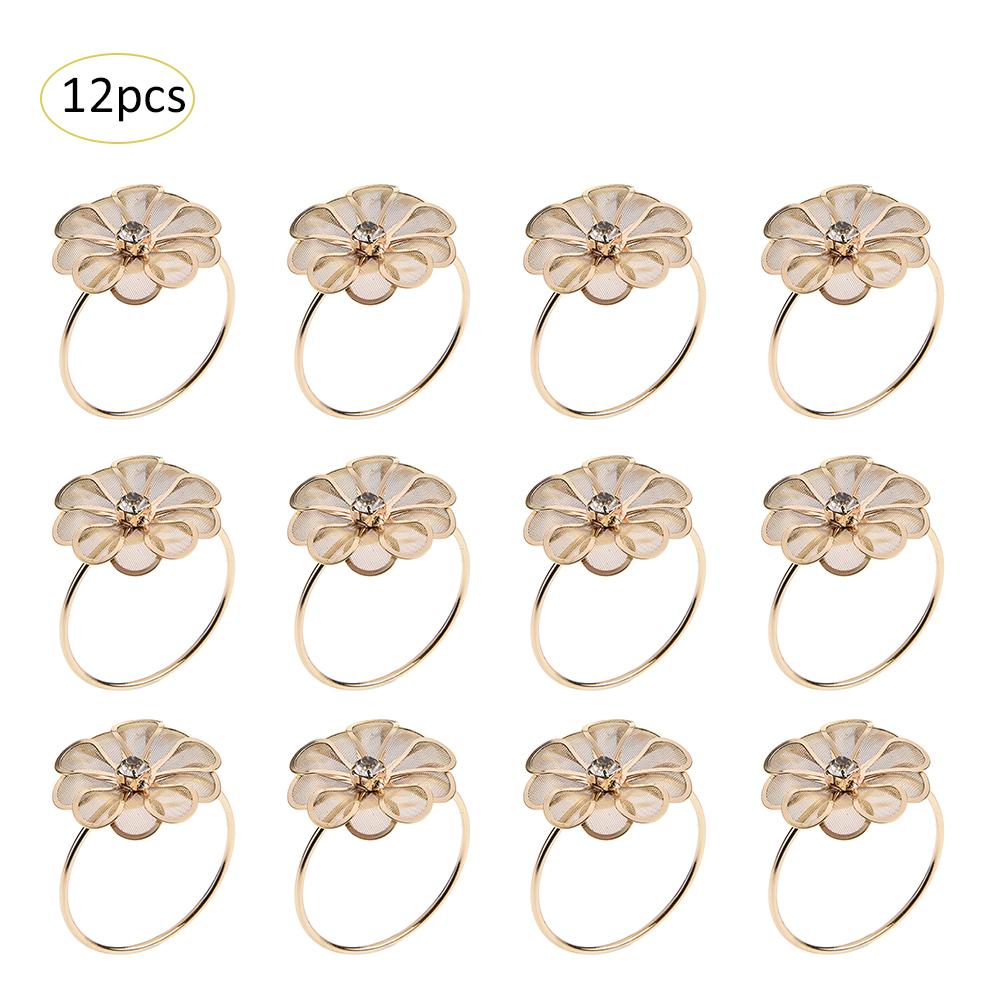 12Pc Servetringen Voor Wedding Diamond Servet Houder Cup Bloem Ornament Partij Banket Tafel Decoratie Accessoires Servet Gesp