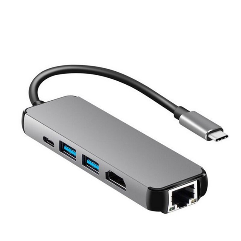 Estación de acoplamiento para ordenador portátil, USB 3,0, HDMI, RJ45, Gigabit, PD, Fealushon, para MacBook, Samsung Galaxy S9 /S8 / S8 +, tipo C: Default Title