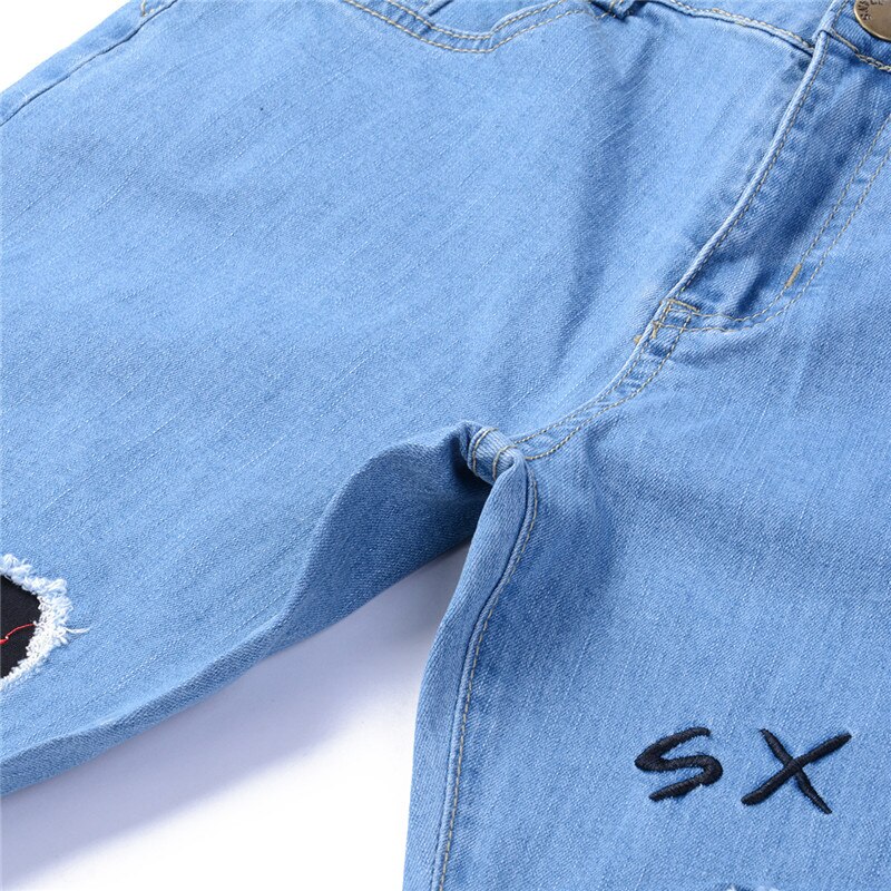 Våren menn elastisk skinny hull ripped jeans bukser bodycon stretch denim lange bukser blyant bukser herre klær