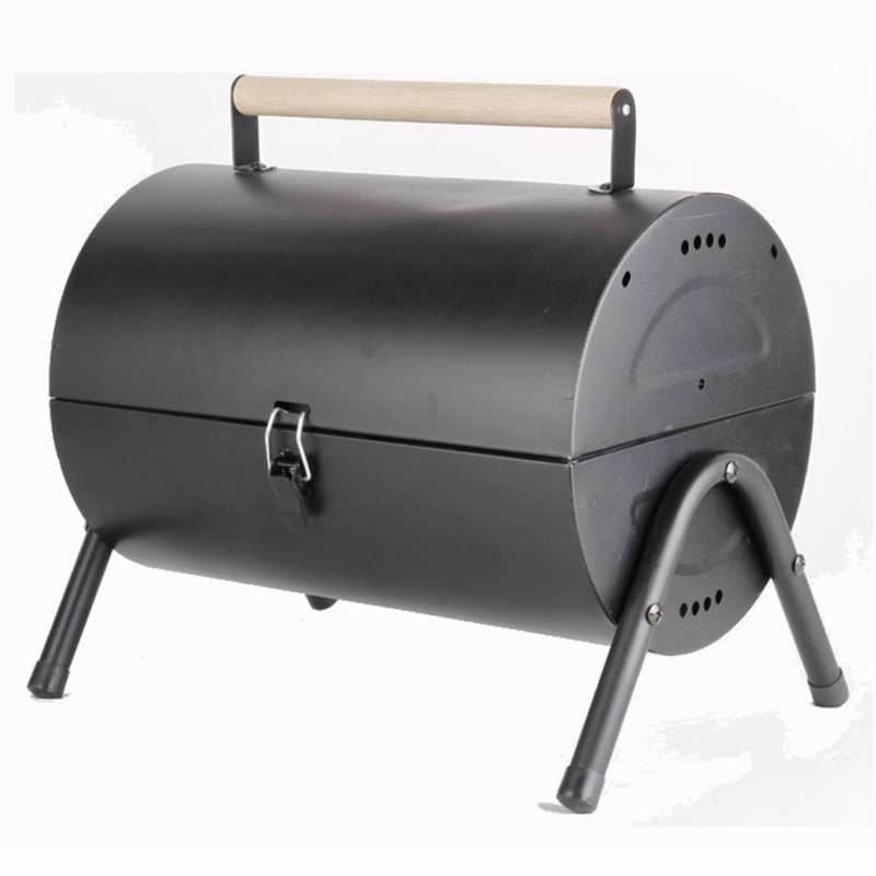 Portable Stainless Steel Barrel Charcoal Grill BBQ Wood Barbecue Outdoor Camping