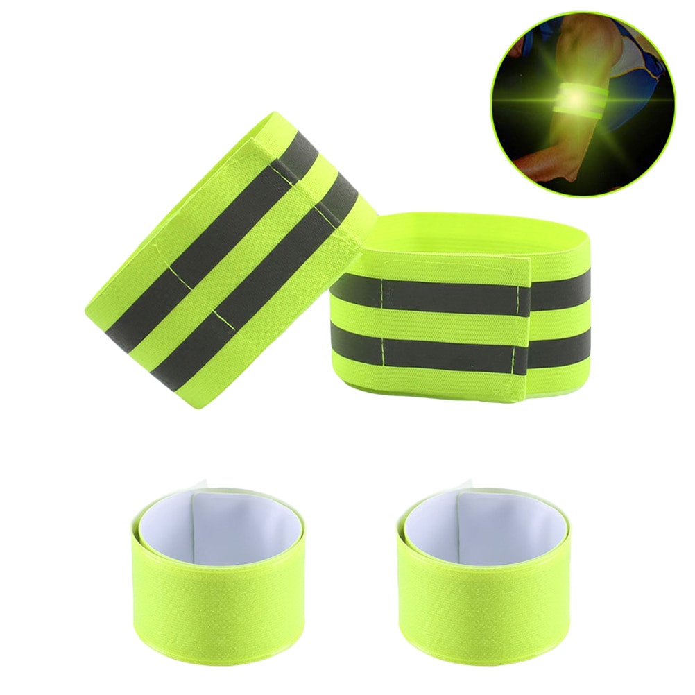 4 pcs Reflective Strips Warning Bike Safety Bicycle Bind Pants hand Leg Strap Reflective Tape for Night Walking Cycling Running