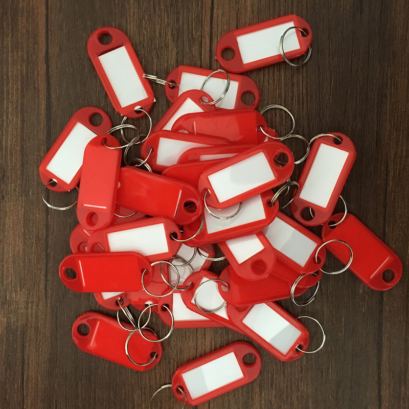 5PCS Colour Plastic Key Card Badge Key Holder Keychain Organizer Luggage ID Label Key Rings Name Cards: Red