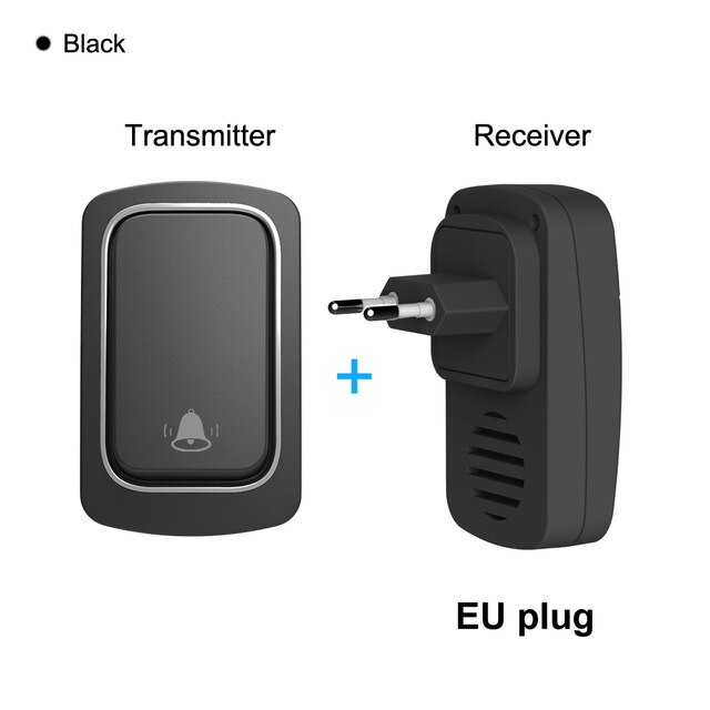 AVATTO Wireless Doorbell，No Battery Required，US EU UK Plug, IP68 Waterproof Welcome Bell Home Door Bell Smart Home Security: Black EU WD01