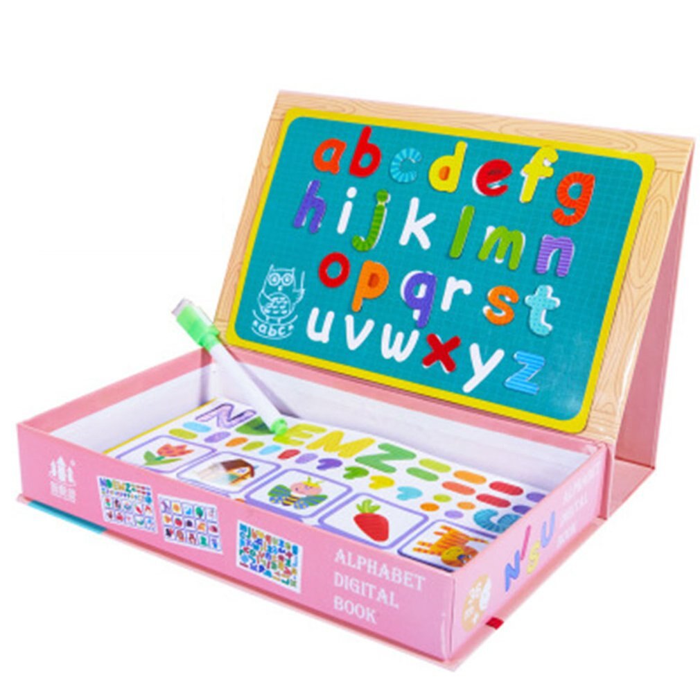 Educativi Giocattoli di Legno per le Ragazze Dei Ragazzi Dei Capretti Dei Bambini Più Piccoli Tavolo Da Disegno Magnetico B: Alphabet Magic Book