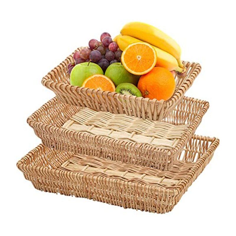 Woven Bread Basket Fruit Baskets For Kitchen Multifunctional Storage