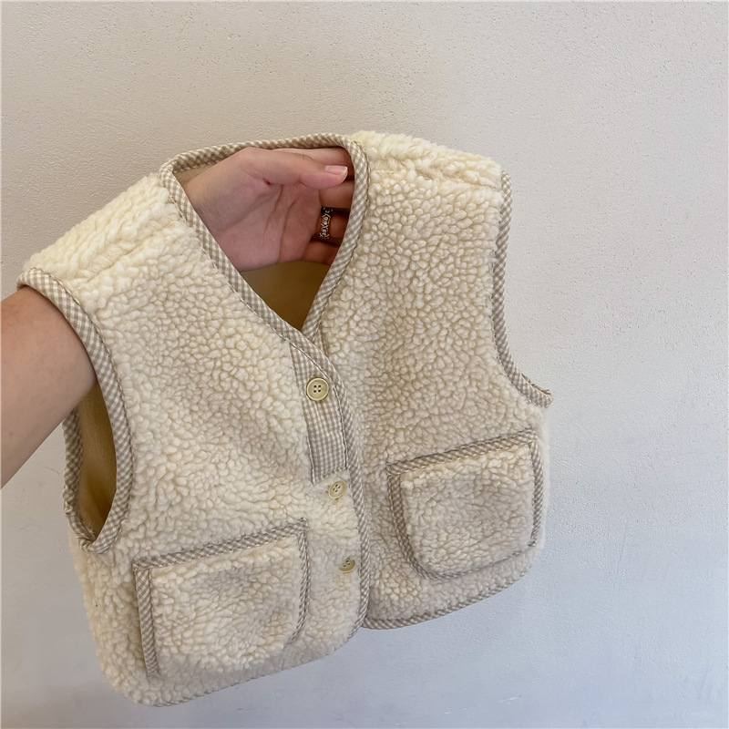 Nuovi gilet invernali per bambini gilet in pile di agnello cappotti senza maniche addensare caldi gilet per bambini Unisex per bambini