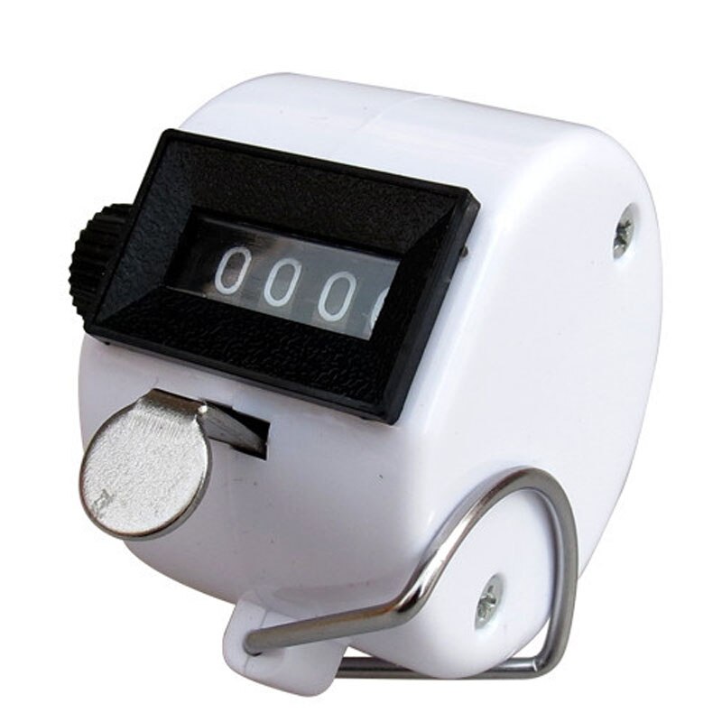 Handleiding Clicker 4 Cijferig Nummer Tellers Plastic Shell Hand Vinger Display Handmatige Telling Tally Clicker Timer Voetbal Golf Teller: WHITE