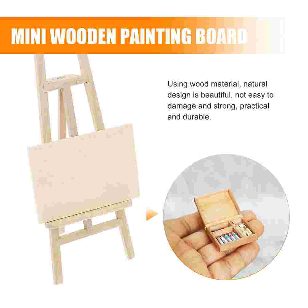 1 set of Miniature Easel Model Wooden Painting Board Holder Mini House Painting Board
