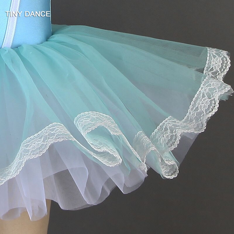 Puff Sleeve Ballet Dance Tutu Sky Blue Ballerina Dance Costume Leotard Dress Performance Costumes for Girls Dance Wear 19801