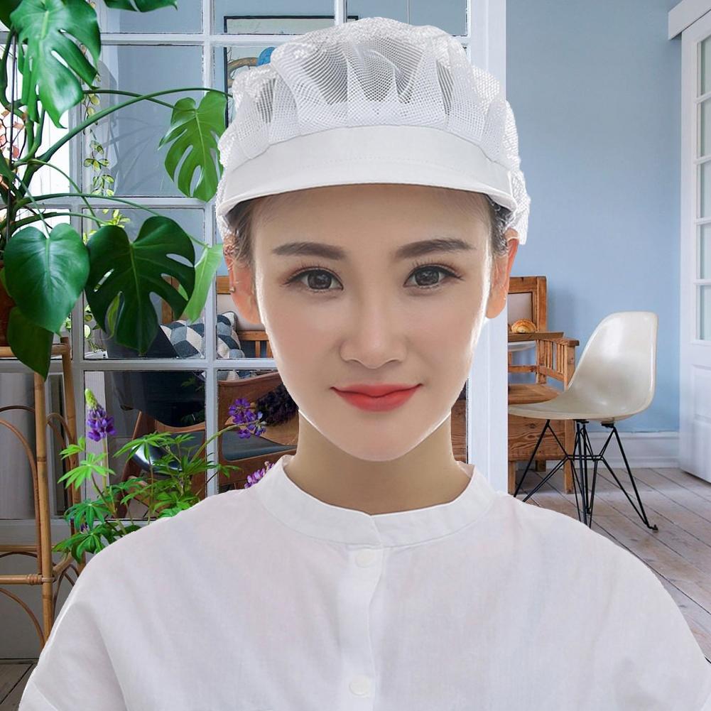 Sommer topphatt kvinnelig uformell meshhatt pustende elastisk lue kvinner støvtett kokkelue til kjøkkenarbeid