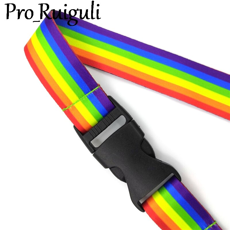 Homosexuality Rainbow Neck Strap Lanyards ID badge card holder keychain Mobile Phone Strap Ribbon webbing necklace