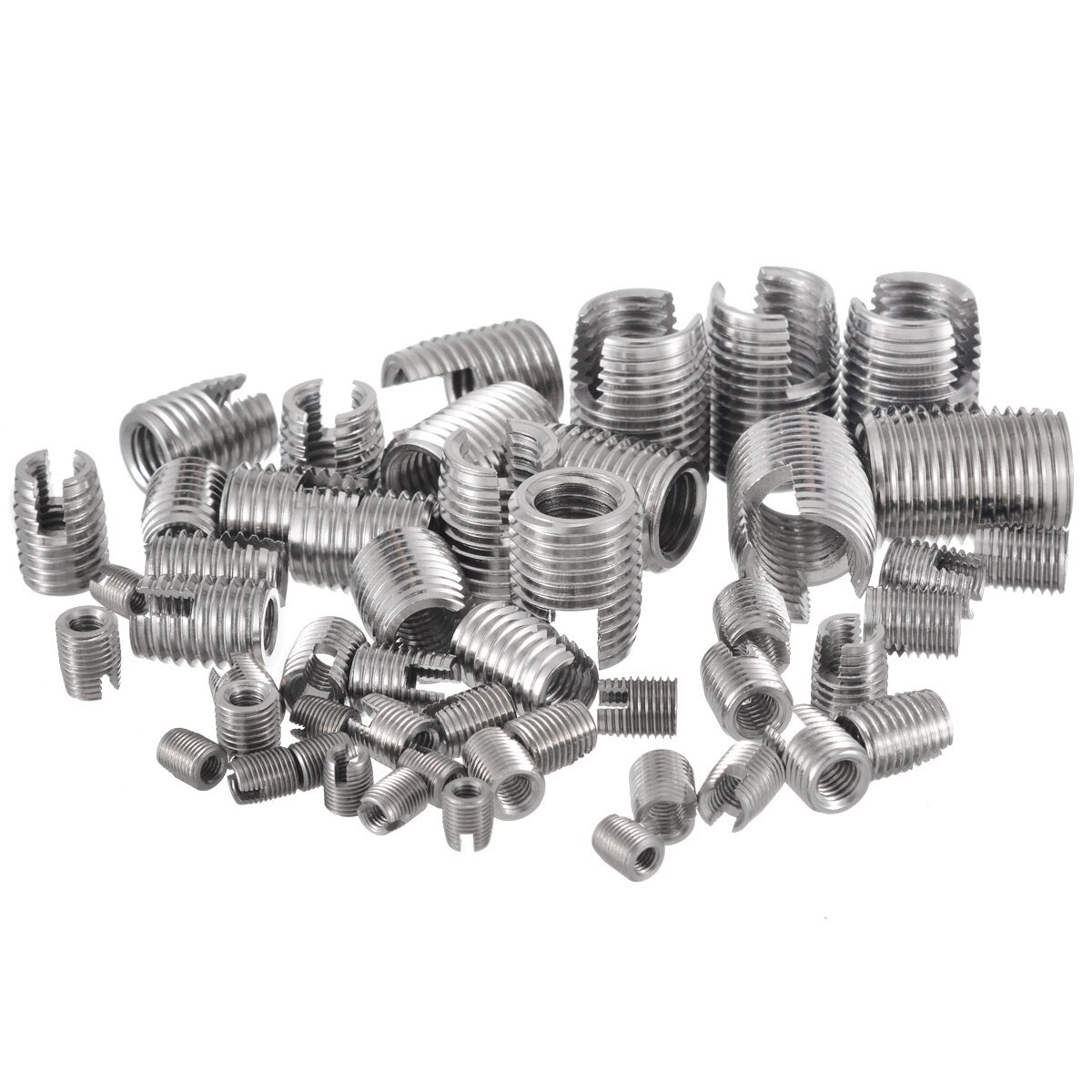 50 Stks/set Draad Reparatie Insert Kit Rvs M3/M4/M5/M6/M8/M10/ m12 Zilveren Zelftappende Sleuven
