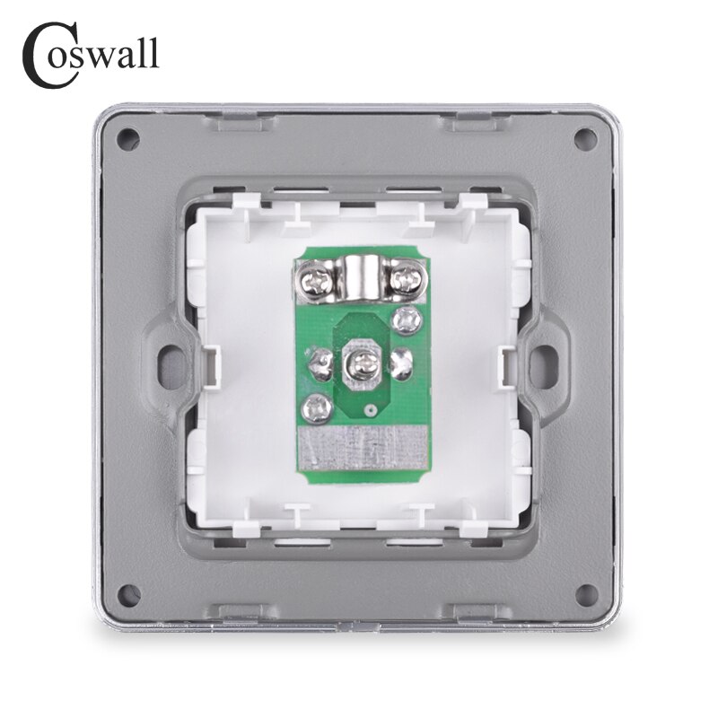 COSWALL 1 Gang Female TV Connector Luxury Wall Socket Outlet Stainless Steel Brushed Silver Frame Panel