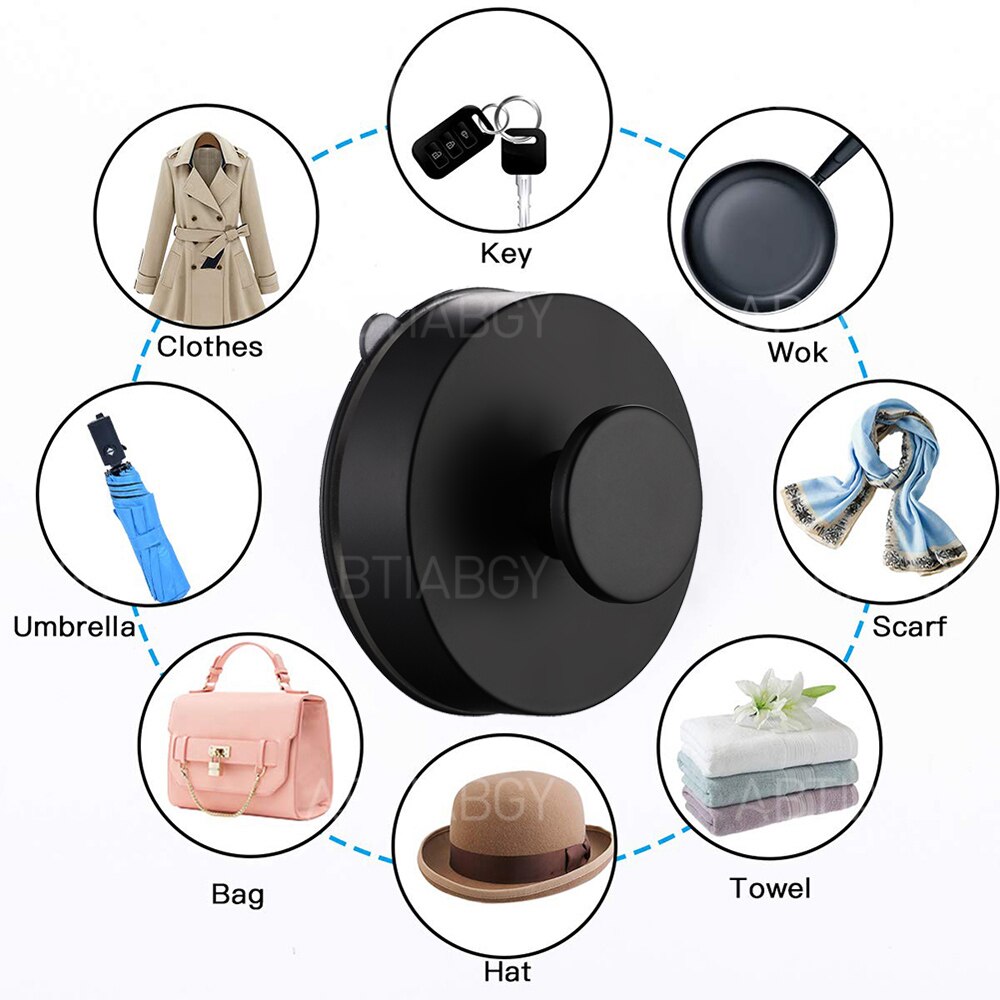 5KG Max Payload Strong Suction Cup Hook Reusable Wall Hooks Towel Hook Hanger For Bathroom Kitchen Home Decoration Black White