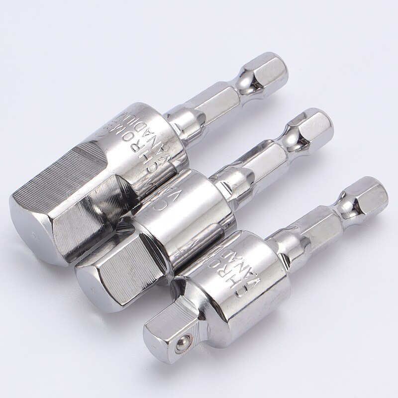 Electric Drill Socket Adapter For Impact Driver With Hex Shank To Square Socket Drill Bits Rotatable Extension 1/2" 3/8" 1/4"