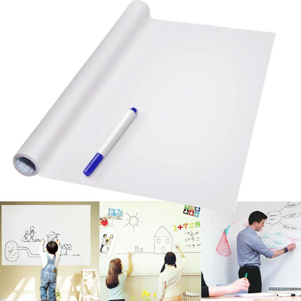 45x200cm Whiteboard Sticker Waterproof Wallpaper Decor Remind Message Boards White Board Chalkboard With Pen Kid Write Graffiti