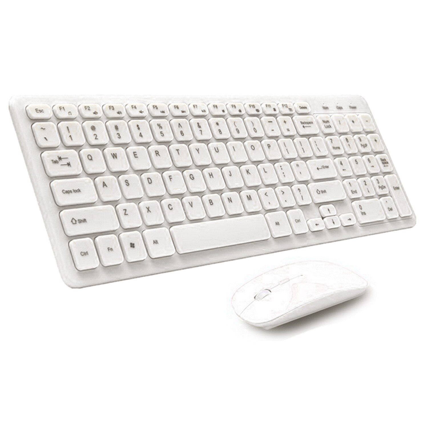 Elisona 2.4 GHz Wireless Keyboard and Mouse Set Ultra Slim Key board pad with Number Pad Mini Keyboard for Desktop PC Laptop: White