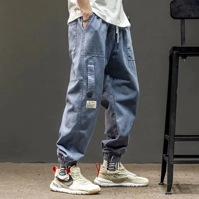 HOUZHOU Khaki Cargo Hosen für Männer Jogger Jogginghose Casual Baumwolle Japanischen Hip Hop Streetwear männer Cargo Hose Männlichen 5XL: 5XL / Blue