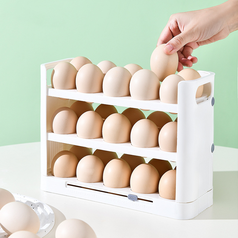30 Roosters Ei Opbergdoos Koelkast Omkeerbare Kartonnen Huis Keuken Lade Multi-Layer Rack Organizer Timing Houder Container Bak: WHITE